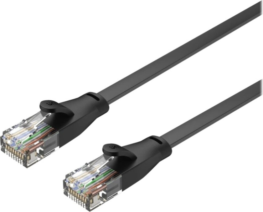 Unitek - Nettverkskabel - Rj-45 (Hann) Til Rj-45 (Hann) - 10 M - Utp - Cat 6 - Formstøpt, Uten Hindringer, Flat - Svart