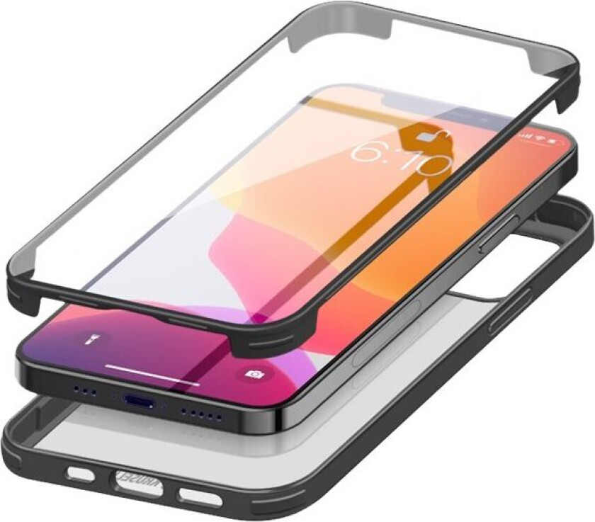 Krusell 360 Protective Cover - Beskyttelsesboks For Mobiltelefon - Herdet Glass - Svart - For Apple Iphone 12, 12 Pro