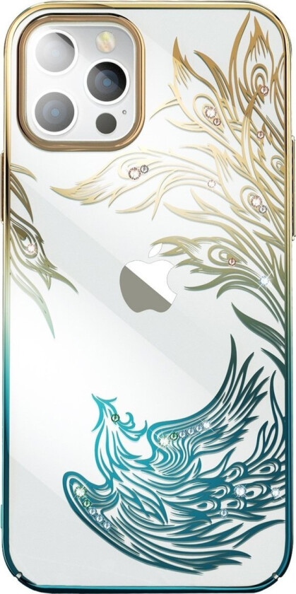 Luksus Iphone 14 Plus-Deksel Med Kingxbar Phoenix-Krystaller - Gull Og Blå