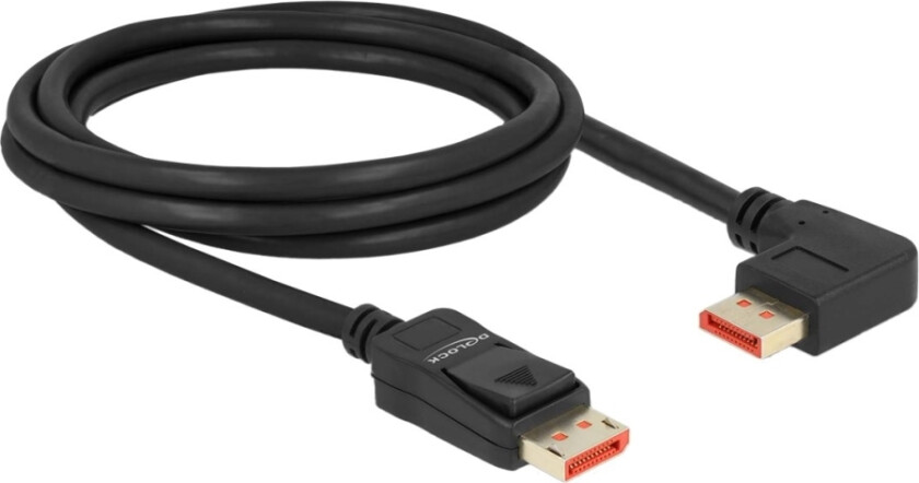 Delock - Displayport-Kabel - Displayport (Hann) Rett Til Displayport (Hann) Venstre-Vinklet - Displayport 1.4 - 2 M - 8 K 60 Hz (7680 X 4320) Støtte