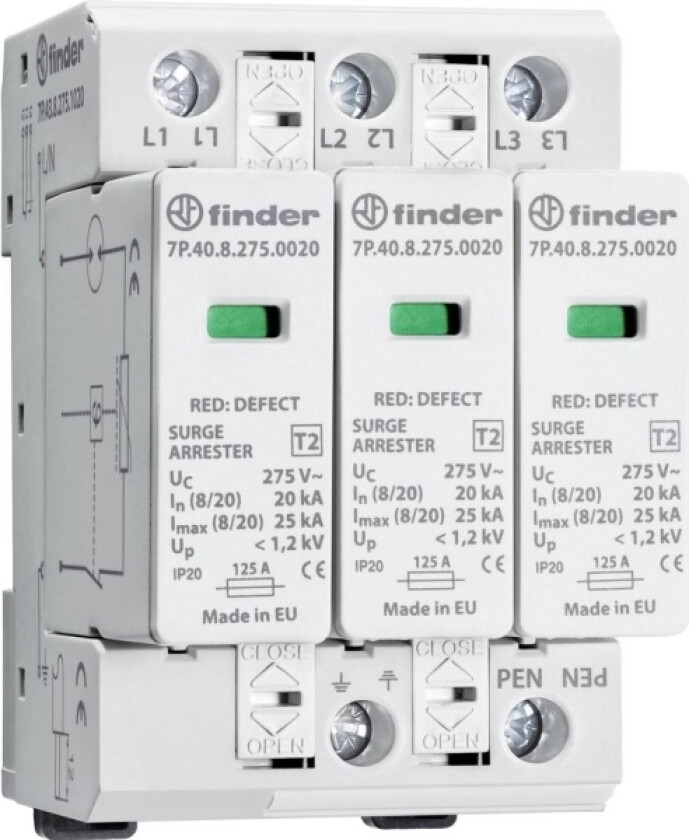 Finder 7P.43.8.275.1020 7P.43.8.275.1020 Overspenningsvern Overspenningsvern For: Fordelerskap 1 Stk (7P.43.8.275.1020)