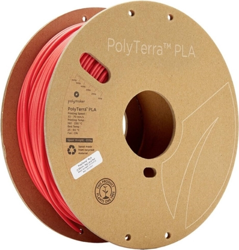 Polymaker 70827 Polyterra Pla Filament Pla-Plast 2.85 Mm 1000 G Rød (Mat) 1 Stk