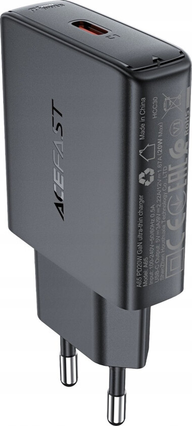 Lader A65 Pd 20W Gan Usb-C Vegglader - Svart
