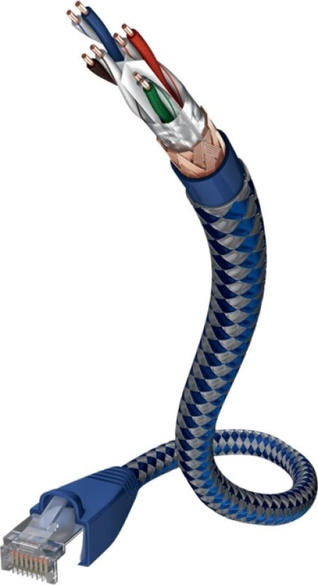 In-Akustik Premium - Nettverkskabel - Rj-45 (Hann) Til Rj-45 (Hann) - 3 M - Sf/Utp - Cat 6 - Med Støvel, Uten Hindringer - Blå, Sølv