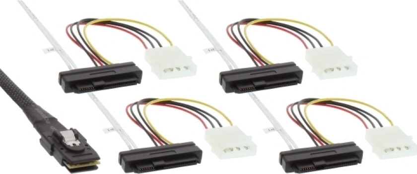 27621A, 0,5 M, Mini Sas Sff-8087 Male, 4 X Sff-8482 + Power, Flerfarget
