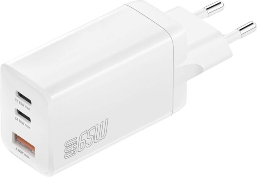 4Smarts Pdplug Trio - Strømadapter - Gan - 65 Watt - 3.25 A - Pd 3.0, Qc 4+, Afc, Scp, Hisilicon Fast Charging, Pd/Pps - 3 Utgangskontakter (Usb, 24