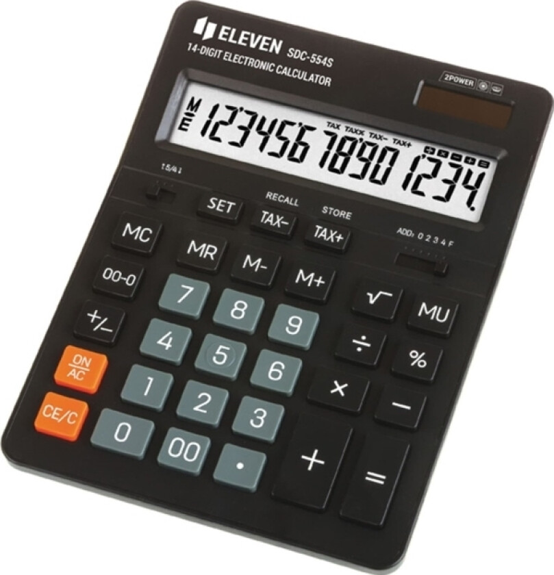 Calculator Sdc554s Kalkulator, Svart, Bordplate, 14 Plasser, Dobbel Strømforsyning
