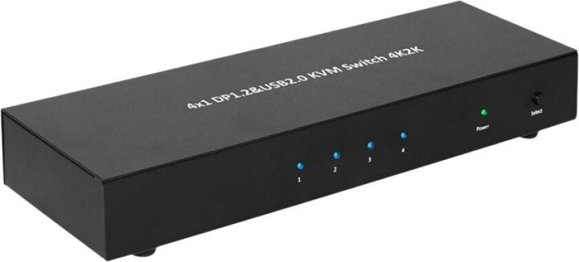 Microconnect 4X1 Dp&Usb Kvm Switch - Kvm / Lyd / Usb-Svitsj - 4 X Displayport / Lyd / Usb - 1 Lokalbruker - Stasjonær