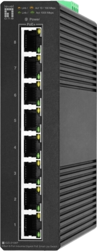 Levelone Igs-2108P, Hanterad, L2, Gigabit Ethernet (10/100/1000), Full Duplex, Strömförsörjning Via Ethernet (Poe) Stöd