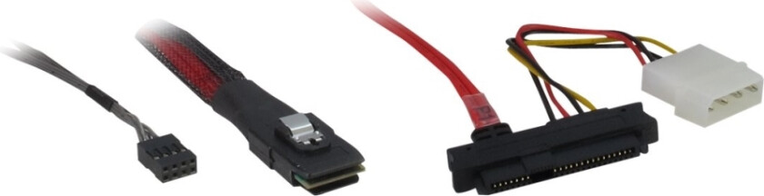 Inter-Tech - Sas Intern Kabel - Sas 6Gbit/S - Mini Sas (Sff-8087) Til 4-Pin Intern Strøm, 29-Pins Intern Sas (Sff-8482) - 50 Cm - Svart, Rød