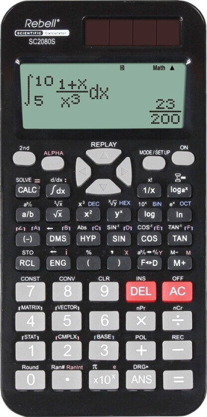 Sc2080s, Lomme, Vitenskaplig, 2 Linjer, Batteri/Solcelle, Svart