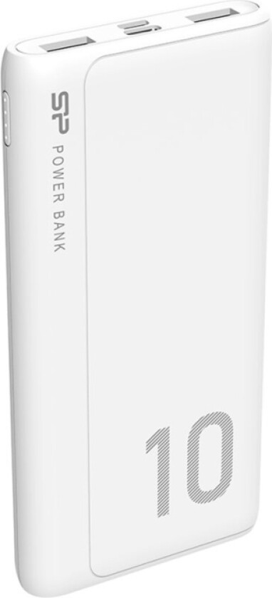 Gp15 - Strømbank - 10000 Mah - 2.1 A - 2 Utgangskontakter (2 X Usb) - Hvit