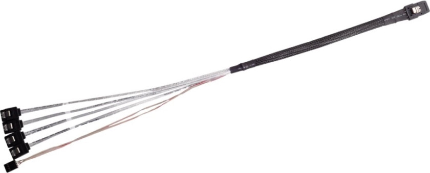 Silverstone Cps03 - Sata/Sas-Kabel - Med Sidebånd - 4-Spors - Mini Sas (Sff-8087) (Hann) Til Sata, Sidebånd (Hunn) - 50 Cm - Svart