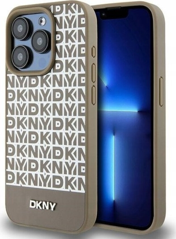 Dkny Dkny Dkhmp15xpsospw Iphone 15 Pro Max 6.7" Brzowy/Brown Hardcase Leather Printed Pattern Metal Logo Magsafe