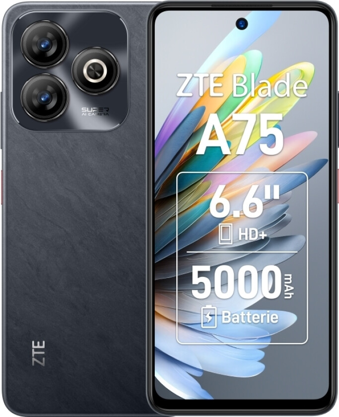 Zte Blade A75, 16,8 Cm (6.6"), 4 Gb, 128 Gb, 50 Mp, Android 9.0, Svart