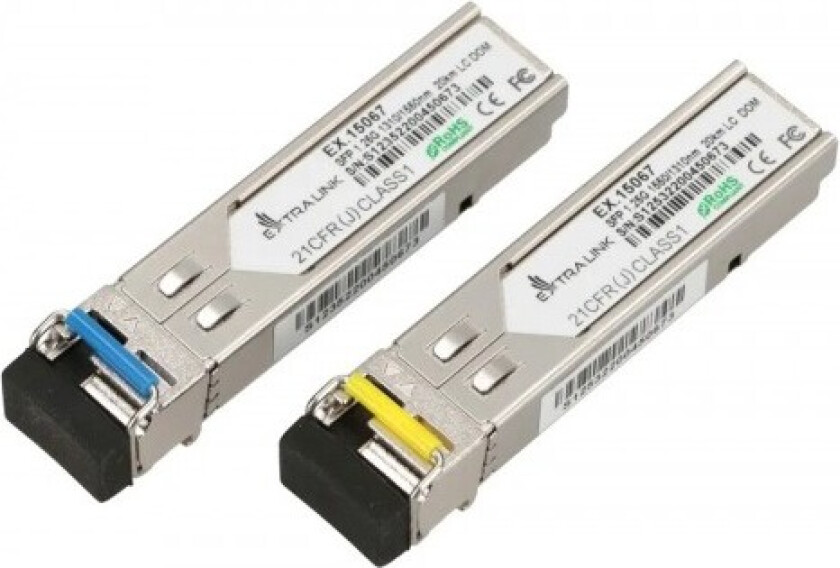 Extralink - Sfp (Mini-Gbic) Transceivermodul - Wdm - Lc-Enkeltmodus - Opp Til 20 Km - 1310 Nm / 1550 Nm (En Pakke 2)