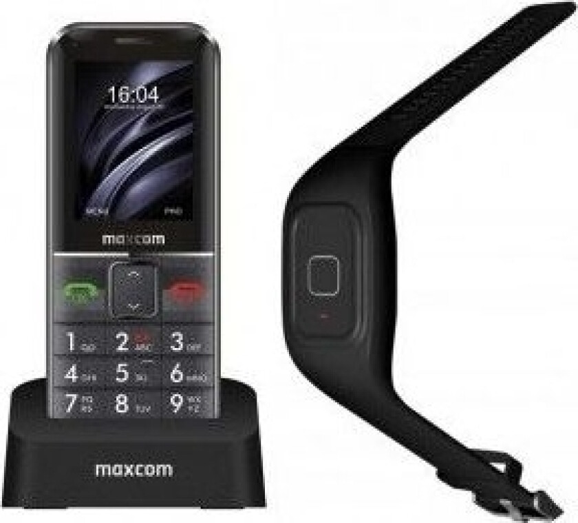 Maxcom Mm735 Comfort Mobiltelefon + Sos Armbånd Svart