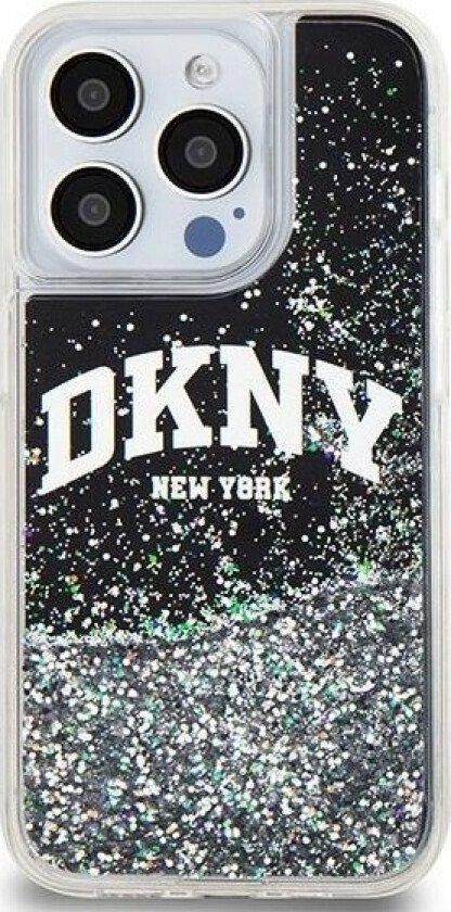 Dkny-Deksel Til Iphone 15 Pro Dkhcp15llbnaek (Dkny Hc Liquid Glitters Med Buelogo) Svart