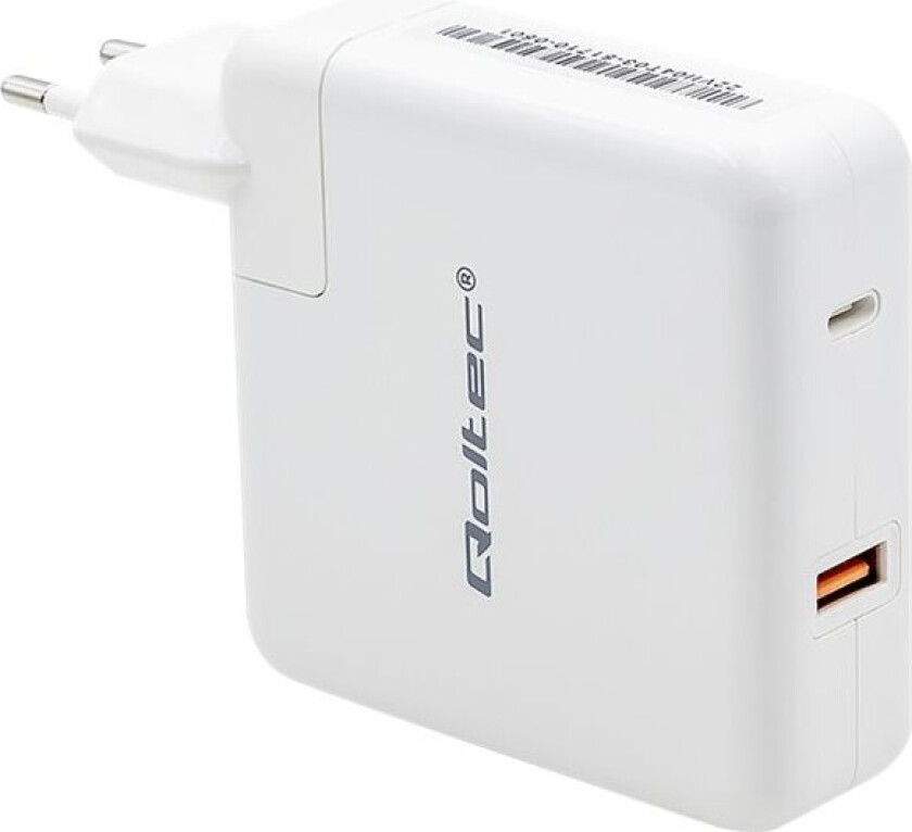 Gan Fast - Strømadapter - 108 Watt - 4.7 A - Pd - 2 Utgangskontakter (Usb, 24 Pin Usb-C) - Hvit