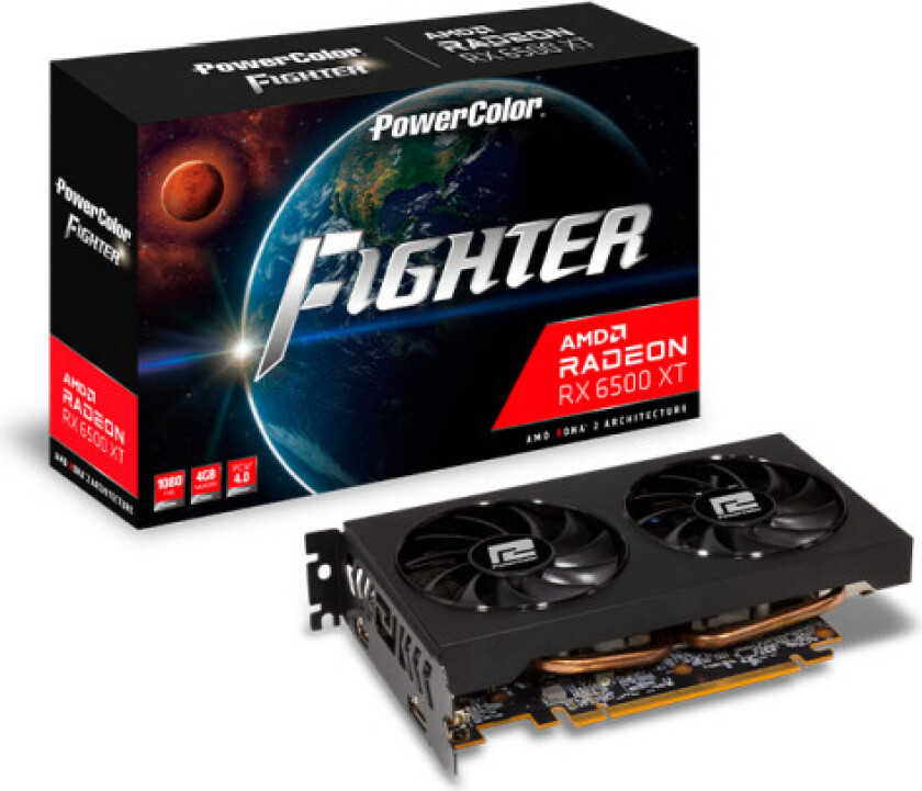 Powercolor Fighter 6500Xt Oc - Grafikkort - Amd Radeon™ Rx 6500 Xt - 4 Gb Gddr6 - Pcie 4.0 X16 - Hdmi, Displayport - Sortering