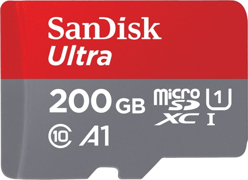 Sandisk Ultra - Flashminnekort (Microsdxc Til Sd-Adapter Inkludert) - 200 Gb - A1 / Uhs-I U1 / Class10 - Microsdxc Uhs-I
