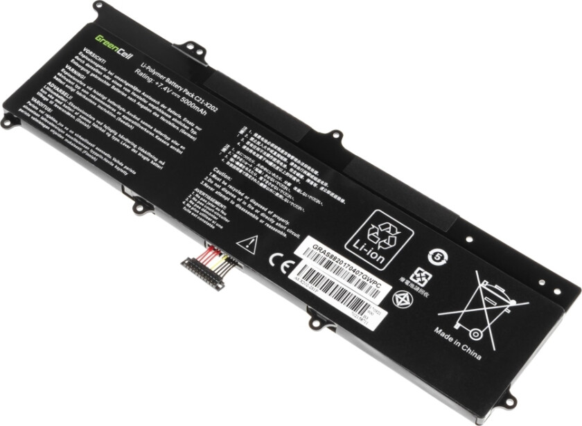 Green Cell - Batteri Til Bærbar Pc (Tilsvarer: Asus C21-X202) - Litiumpolymer - 4-Cellers - 5000 Mah - Svart - For Asus F201e Vivobook Q200e S200e