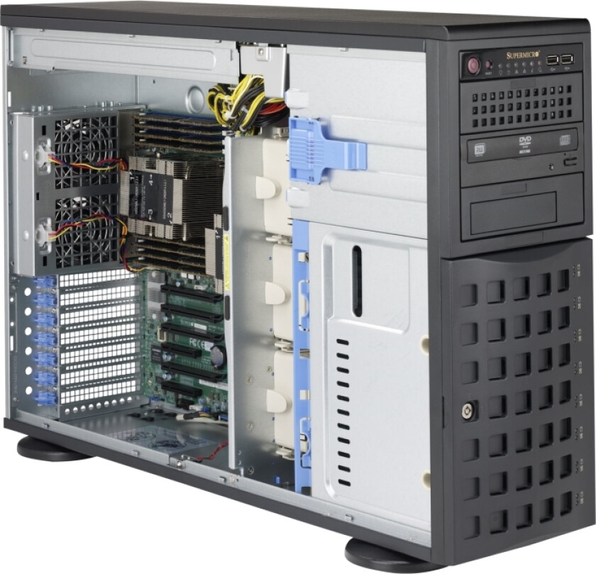 Supermicro Sc745 Bac-R1k23b-Sq - Tower - 4U - Utvidet Atx (E-Atx) - Sata/Sas - Hot-Swap 1200 Watt - Svart - Usb