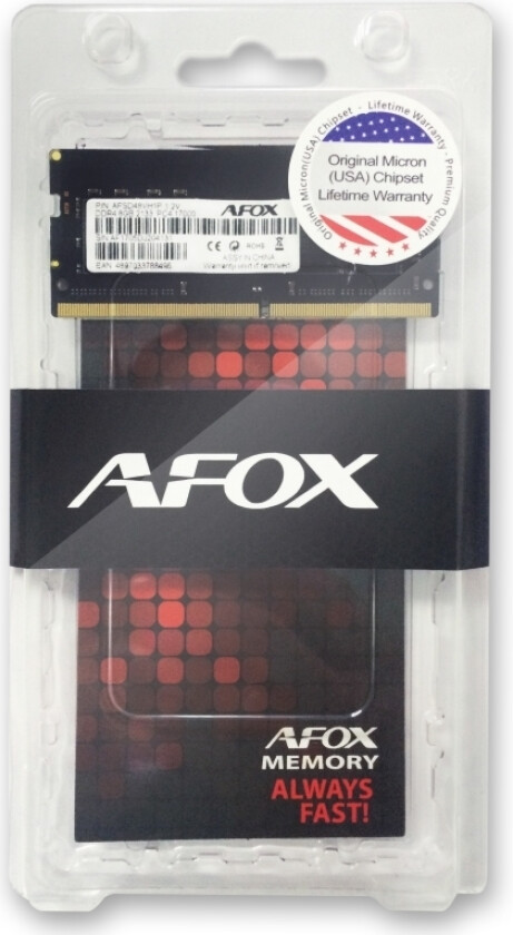Afox Ddr4 8G 2133 So Dimm, 8 Gb, 1 X 8 Gb, Ddr4, 2133 Mhz, 260-Pin So-Dimm, Sort