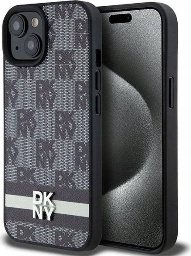 Dkny Dkny Dkhcp15mpcptssk Iphone 15 Plus / 14 Plus 6.7" Czarny/Black Hardcase Leather Checkered Mono Pattern & Printed Stripes