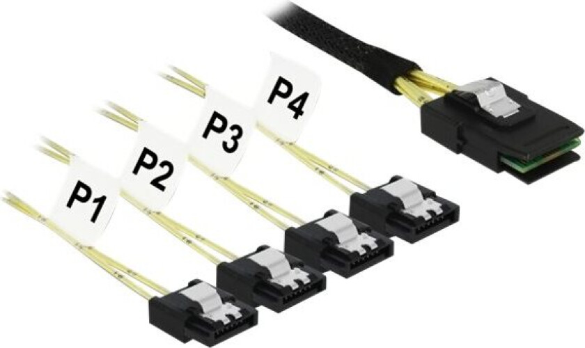 Delock Mini Sas Sff-8087 > 4 X Sata 7 Pin - Sata/Sas-Kabel - Sas 6Gbit/S - 4-Spors - Mini Sas (Sff-8087) (Hann) Til Esata (Hunn) - 50 Cm
