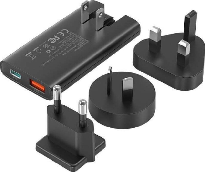 Pd6011 Pd65w Gan Slim Usb-A+C Mini Travel Charger (Black)