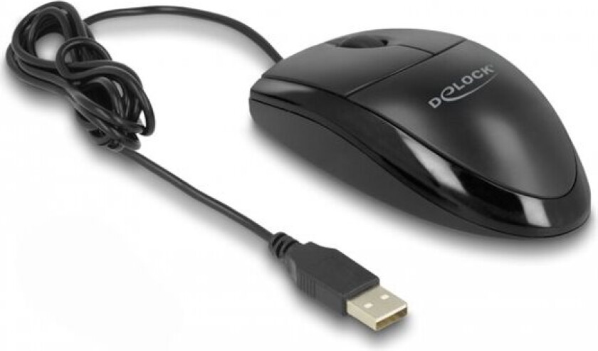 Delock - Mus - Stille - Høyre- Og Venstrehåndet - Optisk - 3 Knapper - Kablet - Usb - Svart - Løsvekt - Boks