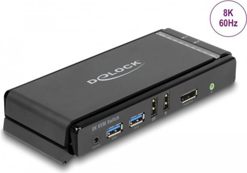 Delock - Kvm / Lyd / Usb-Svitsj - Displayport 1.4 Kvm Switch 8K 60 Hz With Usb 5 Gbps And Audio - 2 X Kvm/Lyd/Usb - 1 Lokalbruker - Stasjonær