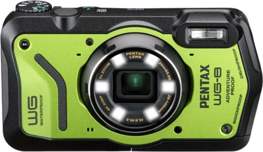 Wg-8, 20 Mp, 1/2.3", Cmos, 5X, 4K Ultra Hd, Grön