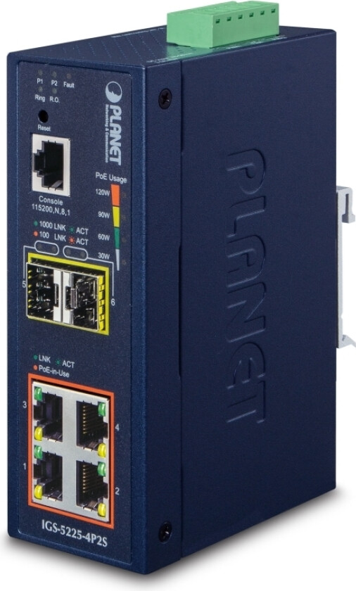 Bilde av Planet Igs-5225-4P2s, Håndtert, L2+, Gigabit Ethernet (10/100/1000), Full Tosidig, Strøm Over Ethernet (Poe), Kan Monteres På Vegg