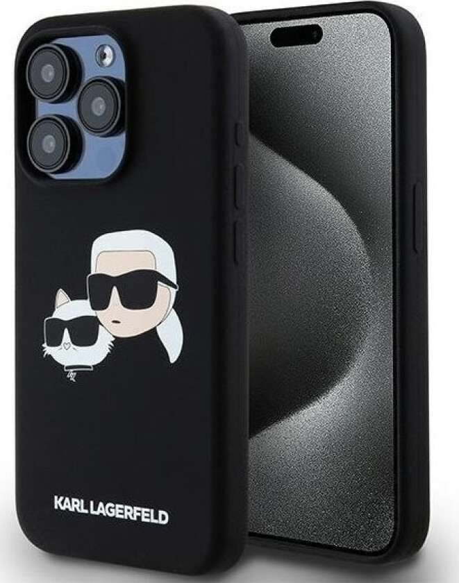 Klhmp15lskchpplk Iphone 15 Pro 6.1" Czarny/Black Hardcase Silicone Karl & Choupette Magsafe