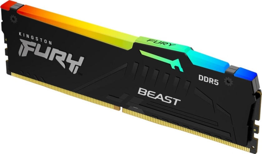 Kingston Fury Beast Rgb - Ddr5 - Modul - 8 Gb - Dimm 288-Pin - 6000 Mhz / Pc5-48000 - Cl30 - 1.4 V - Ikke-Bufret - On-Die Ecc - Svart
