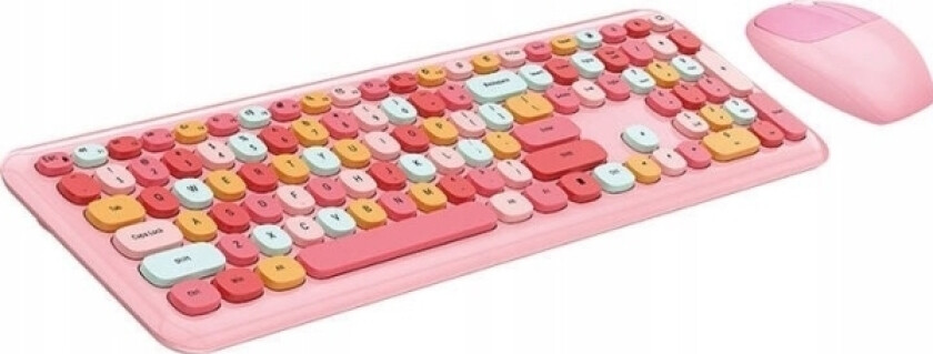666 Trådløst Tastatur + Mus (Rosa)