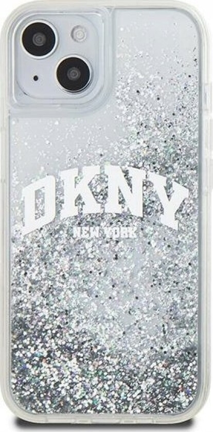 Dkny-Deksel For Iphone 15 Dkhcp15slbnaet (Dkny Hc Liquid Glitters Med Buelogo) Hvit