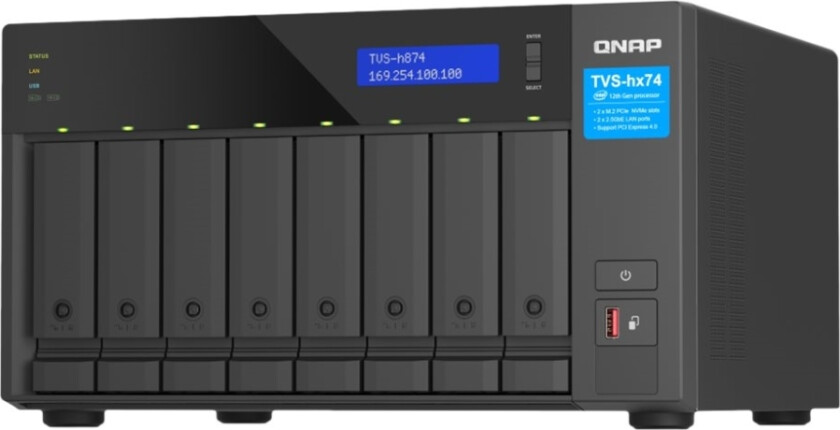 Qnap Tvs-H874 - Nas-Server - 8 Brønner - Sata 6Gb/S - Raid Raid 0, 1, 5, 6, 10, 50, Jbod, 60, Raid Tp, Tm - Ram 32 Gb - 2.5 Gigabit Ethernet - Iscsi