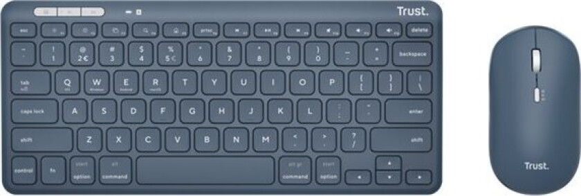 Trust Lyra Multi-Device - Tastatur- Og Mussett - Bluetooth, 2.4 Ghz - Qwerty - Usa - Blå - Boks