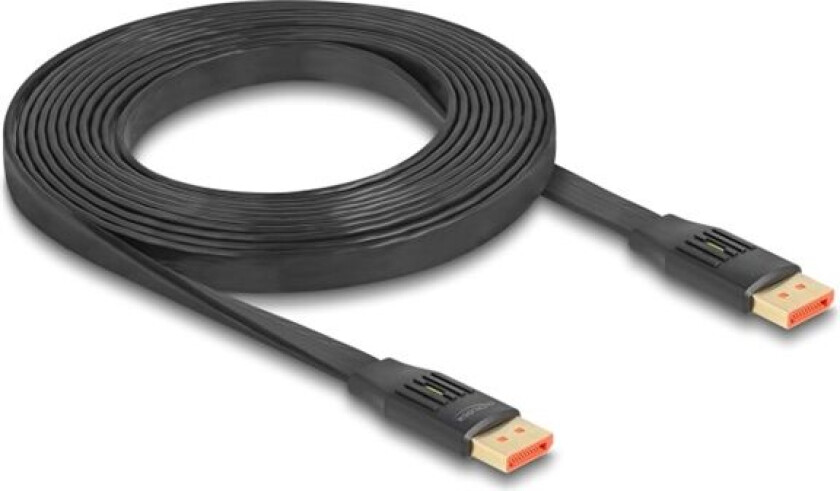 Delock - Displayport-Kabel - Displayport (Hann) Til Displayport (Hann) - Displayport 1.4 - 3 M - 8K 60 Hz (7680 X 4320) Støtte (Dsc), Flat Ribbon - S
