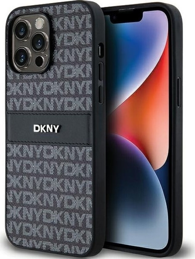 Dkny Dkny Dkhcp14lprthslk Iphone 14 Pro 6.1" Czarny/Black Hardcase Leather Mono Stripe & Metal Logo