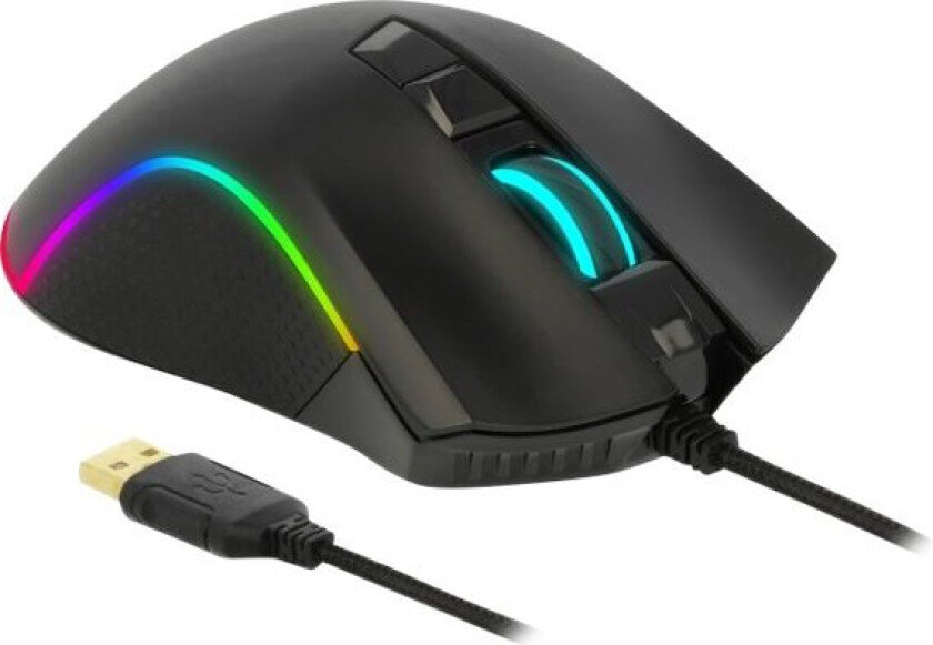 Delock Gaming - Mus - Ergonomisk - Høyrehendt - Optisk - 7 Knapper - Kablet - Usb - Svart - Løsvekt