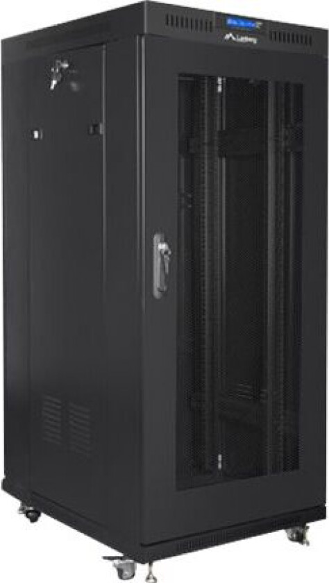 Lanberg - Rack Skap - Med 4 Kjølevifter, Display - Free-Standing - Svart, Ral 9004 - 22U - 19" - For P/N: Rsfe-4P-2Fe-60, Rsfe-8P-2Ge-120, Rsge-16, R
