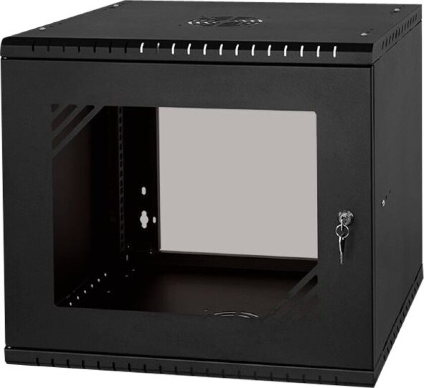 Netrack Eco-Line - Rack Skap - 450 Mm, Glass Door - Veggmonterbar - Svart, Ral 9005 - 9U - 19"
