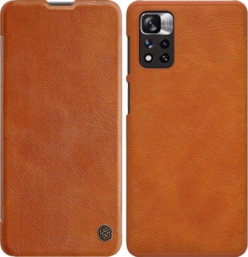 Nillkin Qin-Deksel Til Xiaomi Redmi Note 11 Pro+ (Kina) / Redmi Note 11 Pro (Kina) / Mi11i Hypercharge Kamerabeskytter Hylsterdeksel Flip-Etui Brun