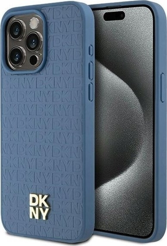 Dkny Dkny Dkhmp15xpshrpsb Iphone 15 Pro Max 6.7" Niebieski/Blue Hardcase Leather Monogram Pattern Metal Logo Magsafe