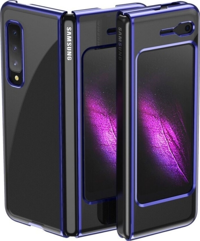 Plating Case Hardt Dekseldeksel Med Metallramme For Samsung Galaxy Fold Blå