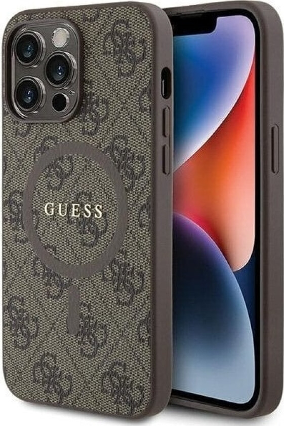 Originalt Guess Frontpaneldeksel Guhmp13lg4gfrw For Iphone 13 Pro (Kompatibel Med Magsafe / 4G Ring Klassisk Logo / Brun)
